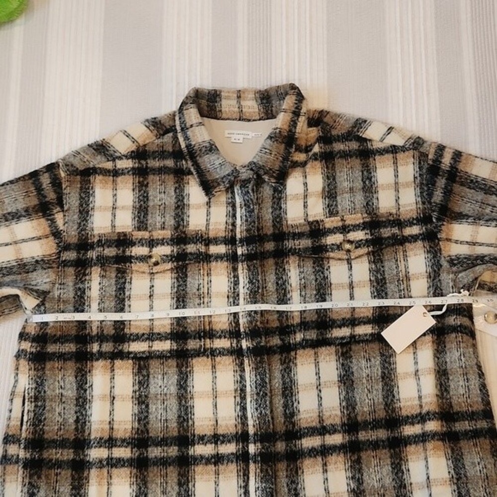Good American Oversized Plaid Shacket in Neutral size 5/6- US size XXL/XXXL - Picture 9 of 16